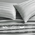 thumbnail image 6 of Jessy Home 4-Piece Satin Stripe Sheet Set, Silky Soft 100% Polyester Bedding, 14-Inch Deep Pocket, King, Light Gray, 6 of 9