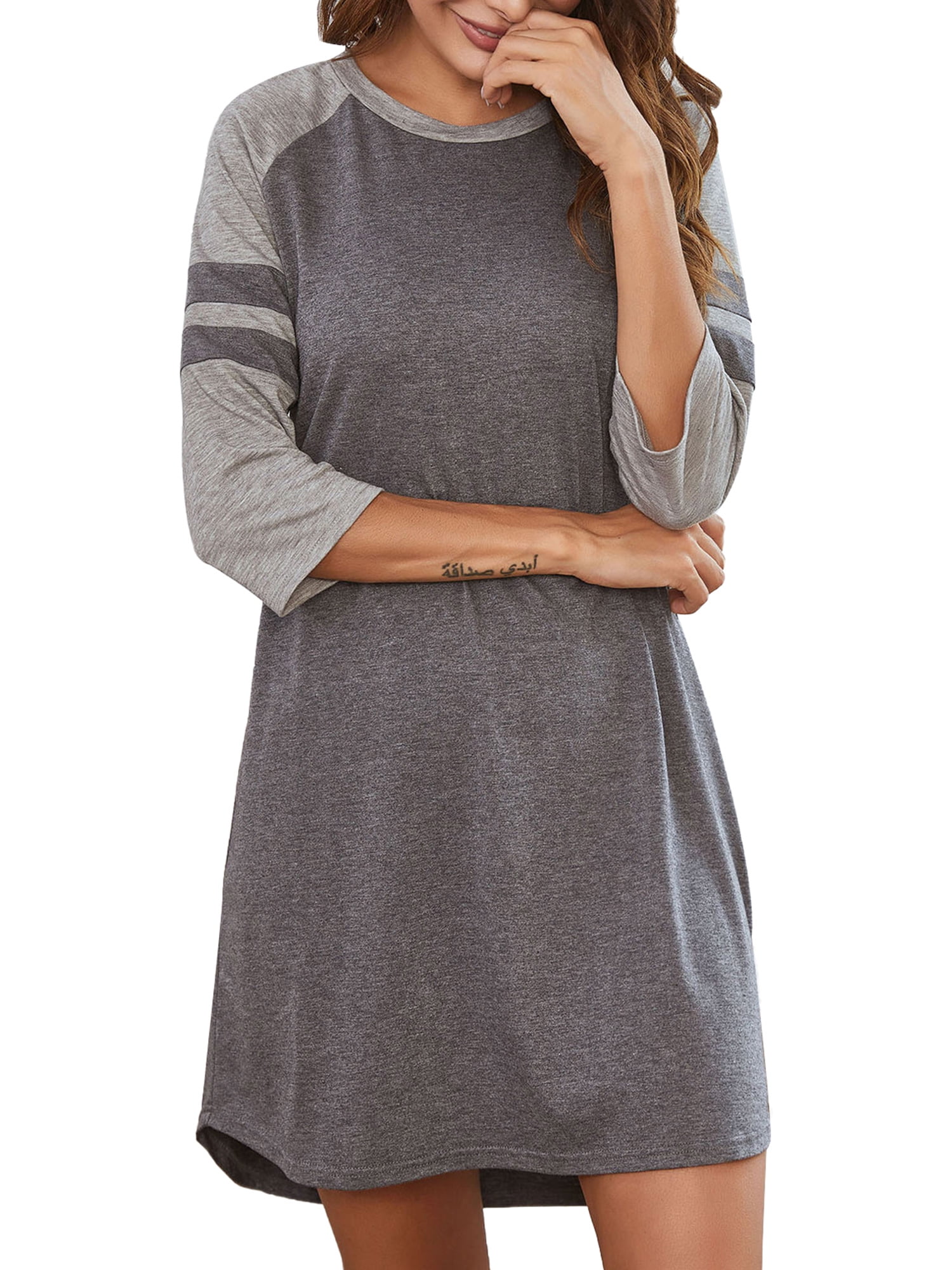 Women Comfy Pajama Striped Lounge Tunic 