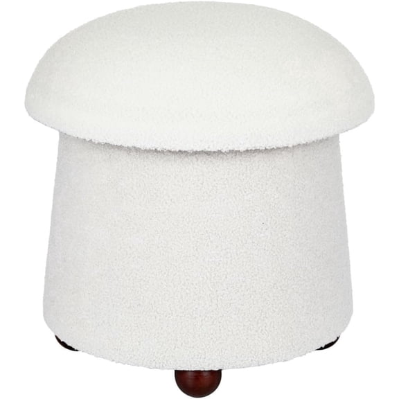 Aria Home Modern Fabric Mushroom Storage Ottoman Footrest Accent Seat Living Room, Cream