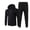 Black, variant on Men's Fall Winter 2 Piece Slim Fit Tracksuit Set, Full Zip Hoodie Sweatshirt & Drawstring Tapered Jogger Pants, Warm Athletic Workout Activewear Sweatsuit