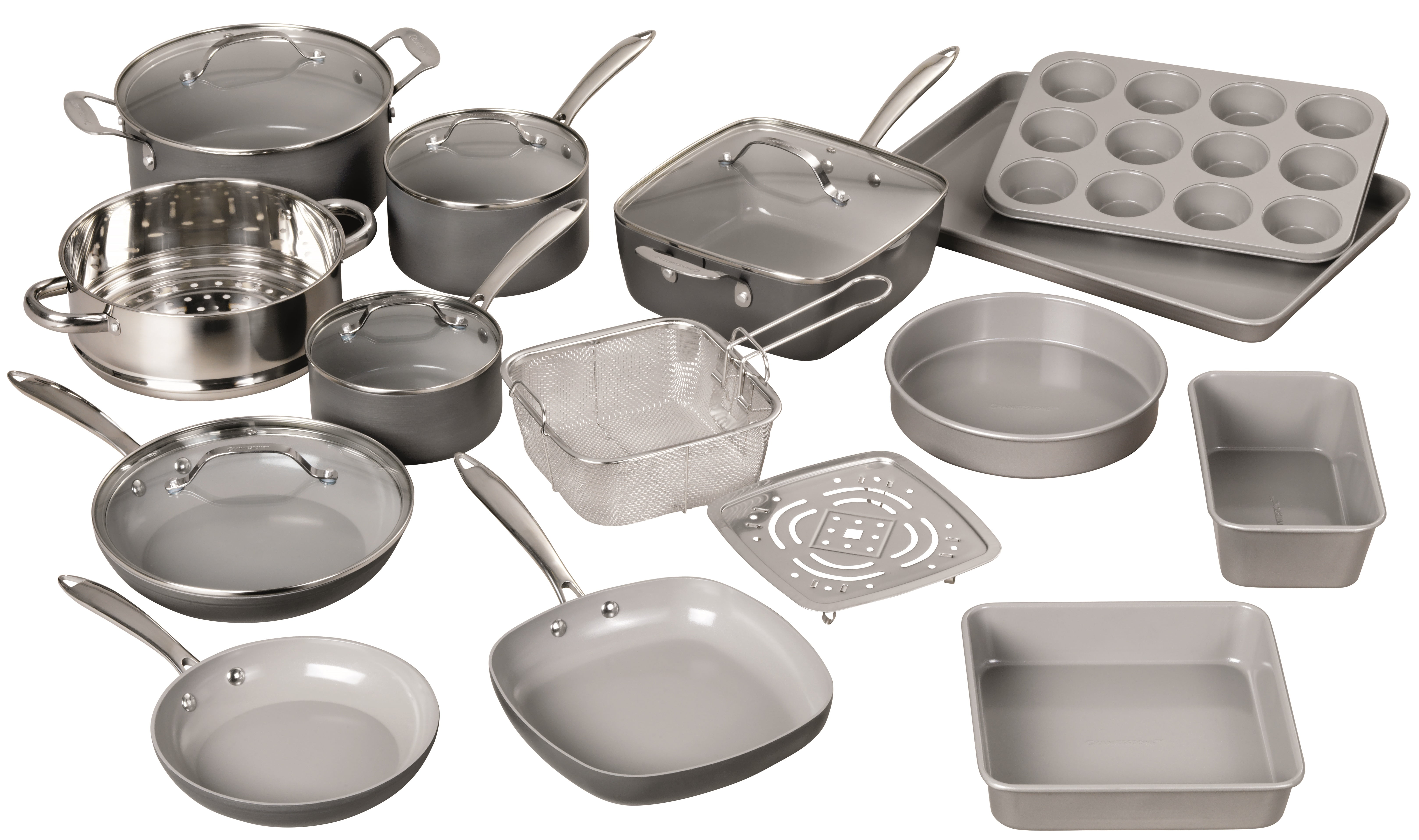 Granite Stone Hard Anodized Aluminum UltraNonstick TiCeramic Coating 20 Piece Cookware Set