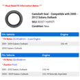 thumbnail image 2 of Camshaft Seal - Compatible with 2000 - 2012 Subaru Outback 2001 2002 2003 2004 2005 2006 2007 2008 2009 2010 2011, 2 of 2