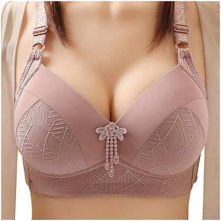 

SOOMLON Comfy Bras for Women No Underwire Bra Strap Cup Breathable Bra Everyday Underwear Running Bra Pink S