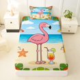 thumbnail image 3 of Castle Fairy Cartoon Beach Flamingo Twin Sheets 3pcs,Cocktail Hibiscus Tropical Border Bedding,Pink Sand,1 Fitted Sheet,1 Flat Sheet and 1 Pillowcase, 3 of 6