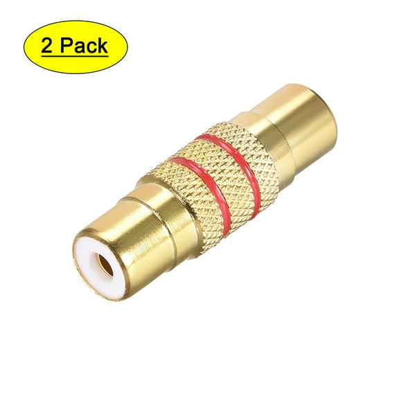 RCA Female to Female Connector Adapter Coupler for Stereo Audio Video TV Cable Convert , 2Pcs Gold Tone
