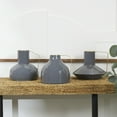 thumbnail image 2 of CosmoLiving by Cosmopolitan 6", 7", 7"H Abstract Enameled Blue Metal Vase with Varying Shapes and Geometric Gold Handles, Set of 3, 2 of 15