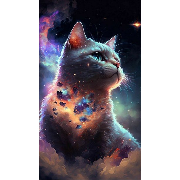 Hilo de bordar 2 Kit de punto de cruz de gato impreso de 11 quilates de algodón ecológico completo Obra de arte Hugtrwg Para estrenar