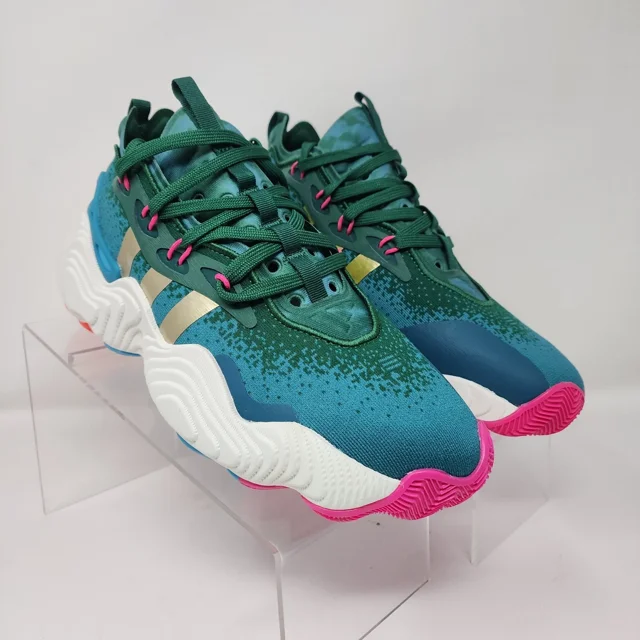 Adi - das Trae Young 3 Basketball Shoes Mens 7 Green Gold Metallic Logo Sneakers