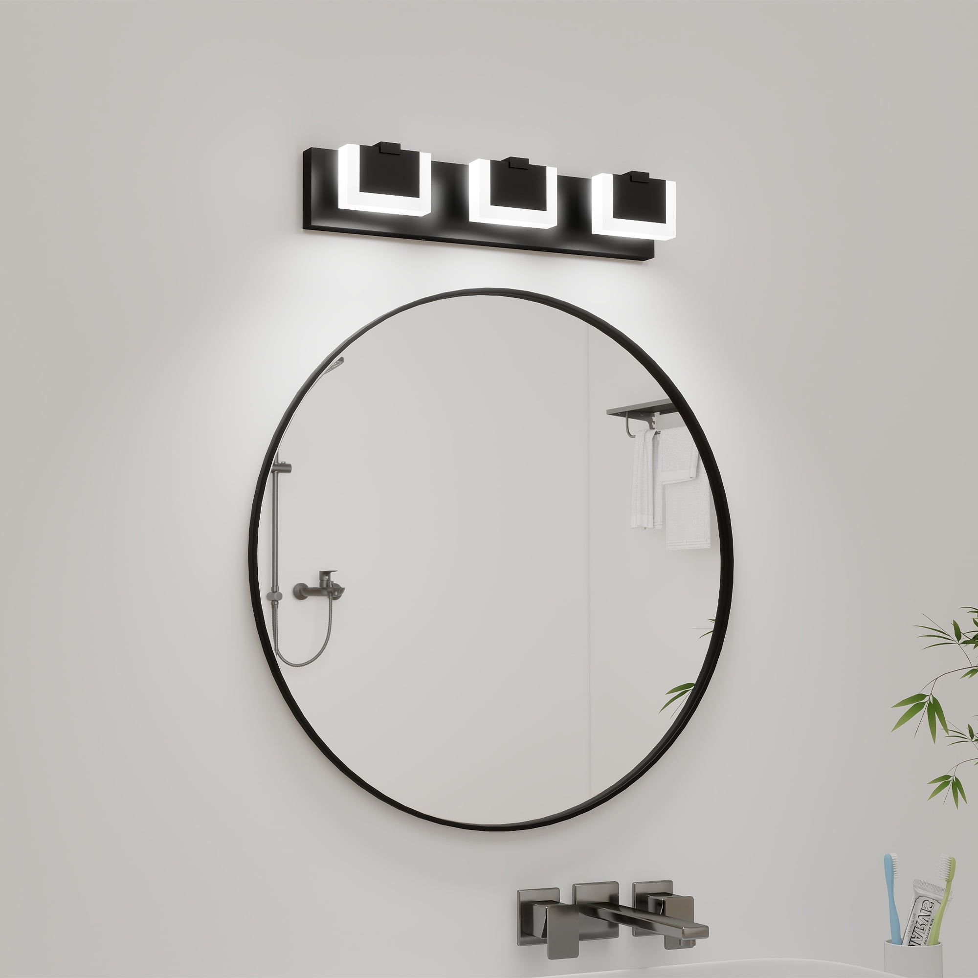 Jopath 3 Lights Modern Black Vanity Light Up and Down, LED Vanity Light Fixtures Bathroom Wall Light Over Mirror for Bathroom, Bedroom, or Hallway