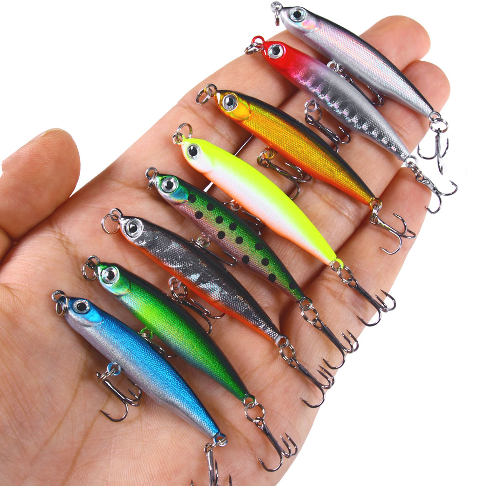 HENGJIA 8PCS Fishing Lures for Bass Pencil Plopper Bass Lures Topwater Minnow Lure Hard Baits Freshwater or Saltwater, 1.97in/0.12oz