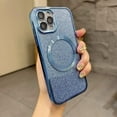 thumbnail image 3 of iPhone 11 Pro Max 6.5" Magnetic Glitter Case, [Compatible with Magsafe] Cute Luxury Plating Bling Clear Phone Case, Full Camera Lens Protector Anti-Scratch Shockproof Protective Case-Blue, 3 of 12