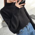 thumbnail image 1 of Chic Comfort: Women's Classic Cardigan Stand Collar Pullover Sweater – Ribbed Knit with Spandex Yarns for Effortless Style this Fall/Winter Solid Color Black, 1 of 1
