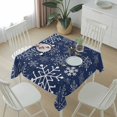 thumbnail image 6 of Navy Blue Snowflake Christmas Table Cloth Waterproof Tablecloths, Xmas Snowflake Tablecloth Dining Table Cover for Kitchen Party Tabletop Outdoor, Square Tablecloth 54x54 Inch, 6 of 9