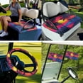 thumbnail image 7 of XYZCANDO Tropical Palm Tree Sunset 4 Piece Golf Cart Seat Covers Golf Cart Steering Wheel Covers Golf Cart Flags Hawaiian Golf Cart Decor Steering Wheel Cover Club Car Seat Covers Mini Flags Pink, 7 of 7
