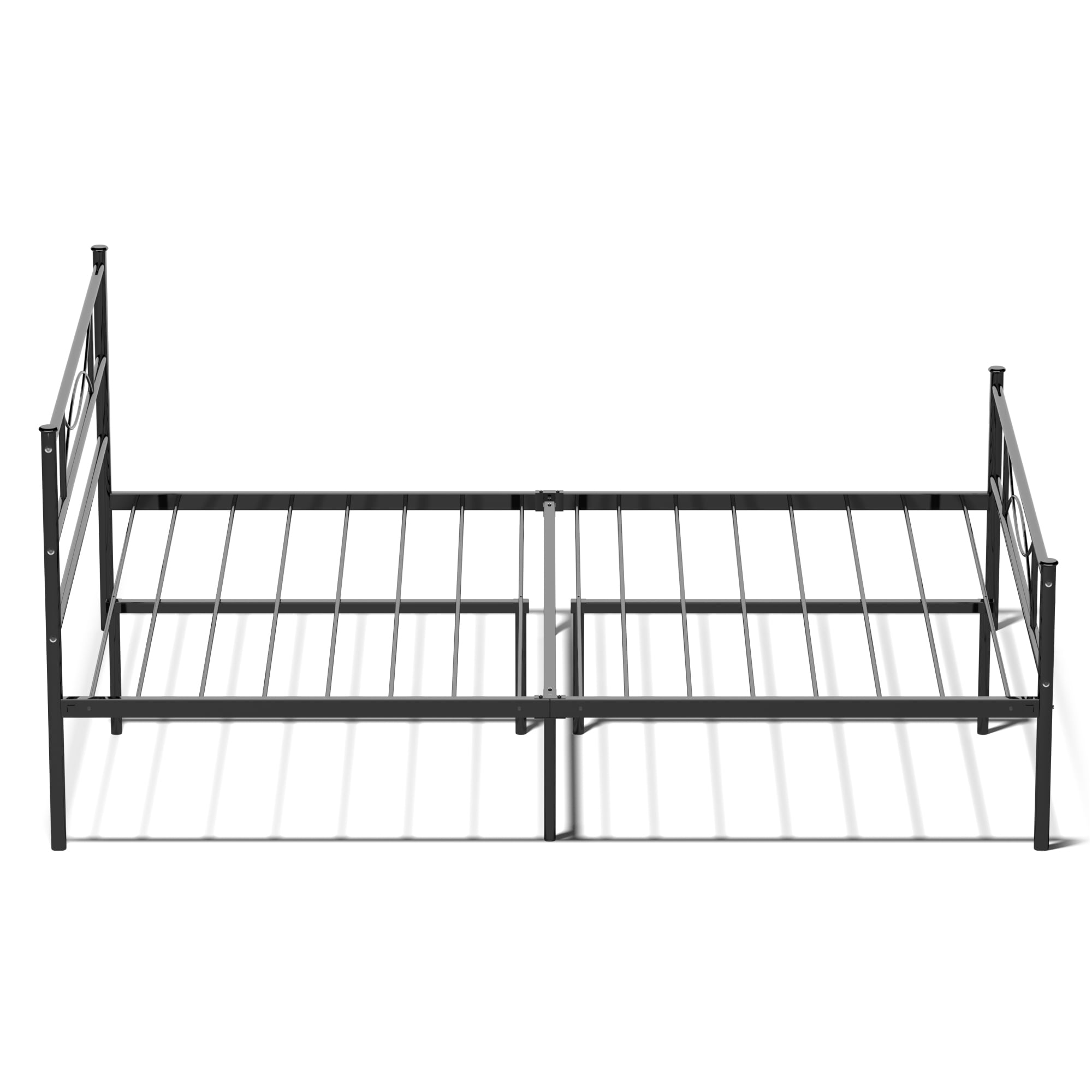 Yoneston Full Size Metal Bed Bedroom Mattress Platform Foundation with Headboard