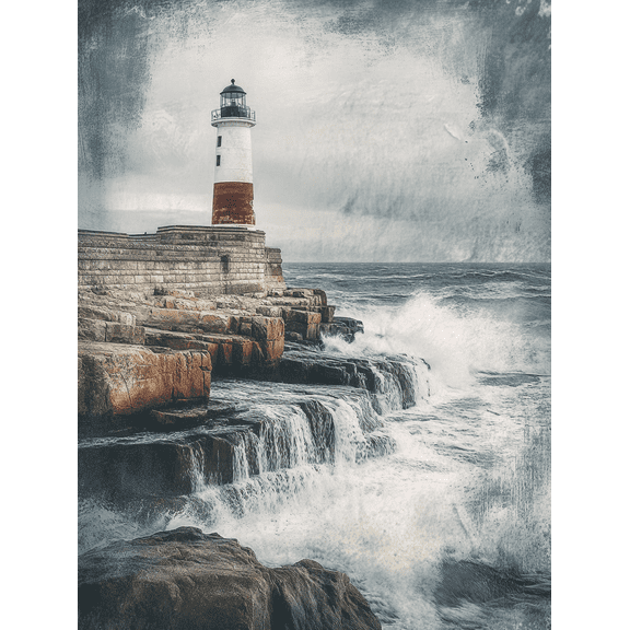 Stormy Seascape Lighthouse Canvas Print/Wall Art, Perfect for Living Room, Bedroom, Office, Bathroom, and Coastal Home Decor.