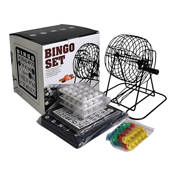 Bingo Juego de Mesa Completo, Incluye Tómbola, Fichas, Pelotas y Tablero