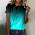 thumbnail image 1 of UANWENN Débardeurs d'Été Dégradés à Col Rond pour Femmes, Manches Courtes, T-Shirts d'Entraînement Décontractés, T-Shirts Amples à Manches Longues pour Femmes, 1 of 3