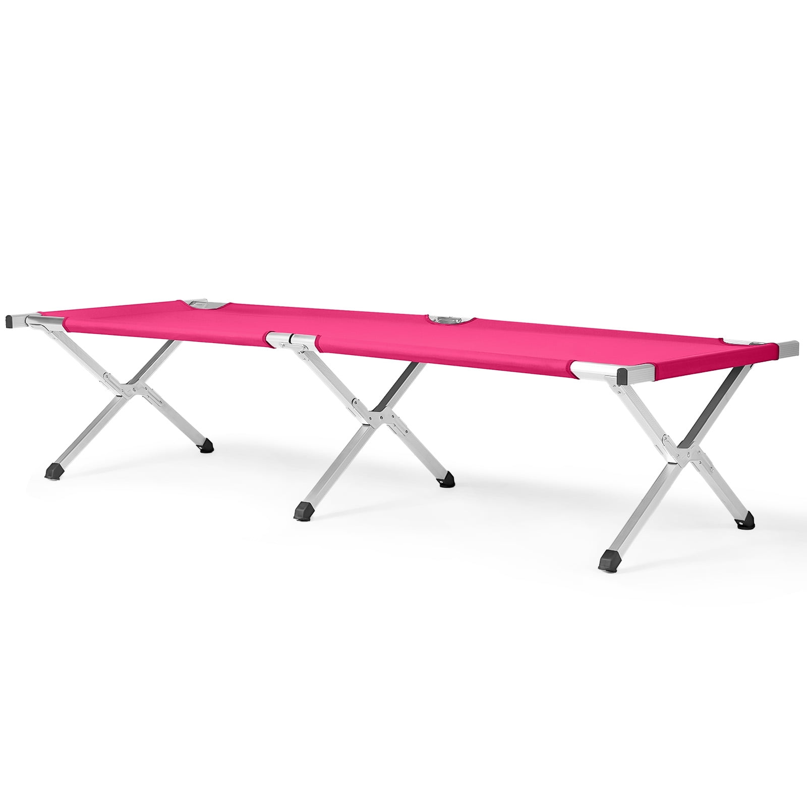 Portable Folding Camping Cot, Premium Aluminum Tube Oxford Fabric Cot, Lightweight Space Saving Cot with Carrying Bag, Pink Camping Cot for Outdoor Camping Activities