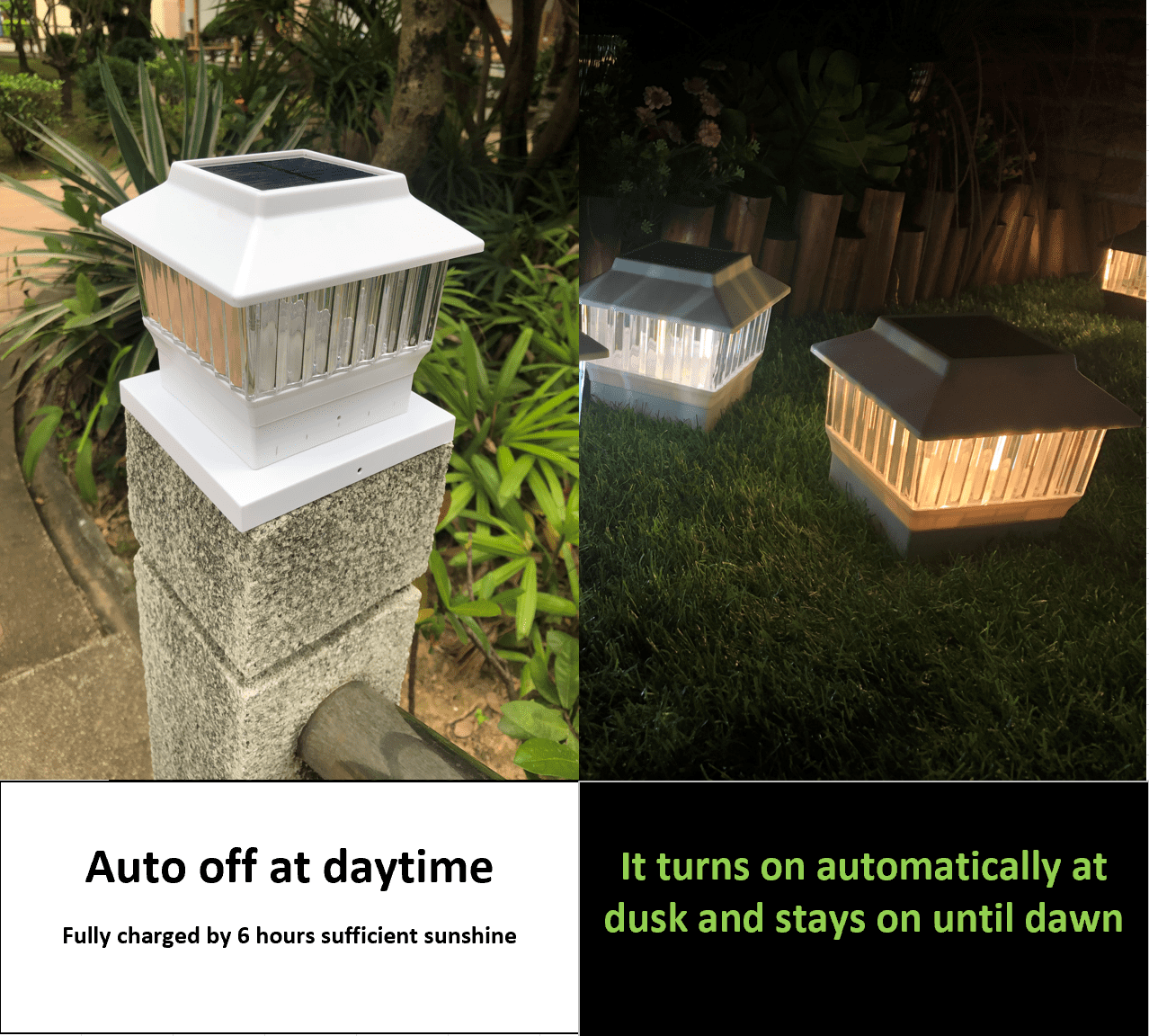 Involux Outdoor Solar Powered Deck Fence Post Lights, Fit 4x4 5x5 Posts 50 Lumen 3 Modes Modern White LED Post Cap Light 4 Pack Waterproof Garden Porch Patio Decor IL0124-06