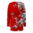 thumbnail image 4 of BiZtdJrK Light Weight Cardigans for Women with Pockets Ladies Fall Casual Long Sleeve Open Front Cardigan Tops Cute Graphic Print Shrugs Red M Birthday Gifts, 4 of 6