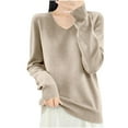 thumbnail image 2 of PNTUTB Women's Solid Color Soft Skin-Friendly V-Neck Long Sleeve Casual Loose Fit Knit Top&Flash Picks, 2 of 6
