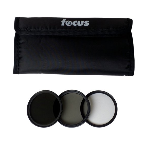 Kit de filtros de lentes Focus Pro Series, 3 piezas, 49 mm (UV/CPL/ND8)