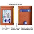thumbnail image 2 of BullCaps Genuine Leather Slim Wallet | RFID Blocking Skinny Minimal Thin Front Pocket Wallet Sleeve Card Holder for Men | 7 Card Slots, 1 ID Window (Tan), 2 of 4