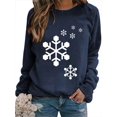 thumbnail image 4 of Xuanfei Women Christmas Snowflake Print Crew Neck Long Sleeve Top, 4 of 6