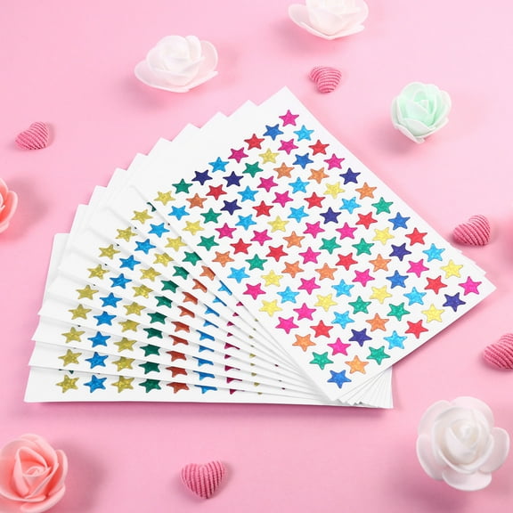 UNOMOR Teacher Supplies Star Sticker Assorted Color 960Pcs 0.39X0.39In Boxes
