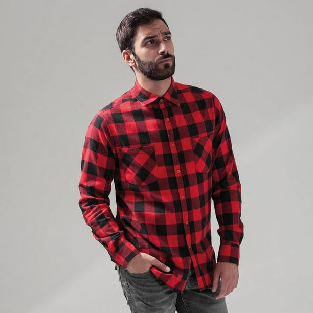 Camisa de cuadros roja con negro hombre hotsell
