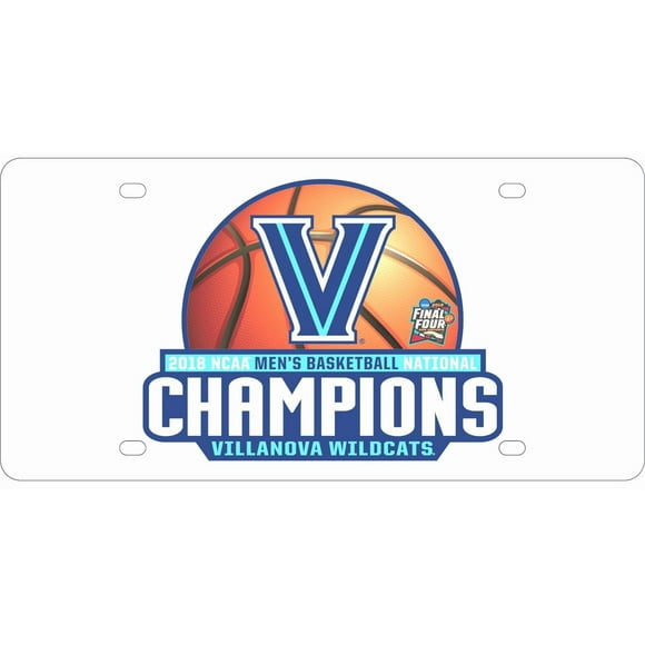 Villanova University Wildcats 2018 Champions Premium Laser Cut Tag License Plate, Mirrored Acrylic Inlaid, 12x6 Inch