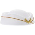 thumbnail image 3 of EeaseMX Sombrero de azafata de aerolínea Sombrero de actuación de escenario Sombrero de asistente de vuelo Gorra de azafata Accesorios de cosplay Beige, 3 of 8