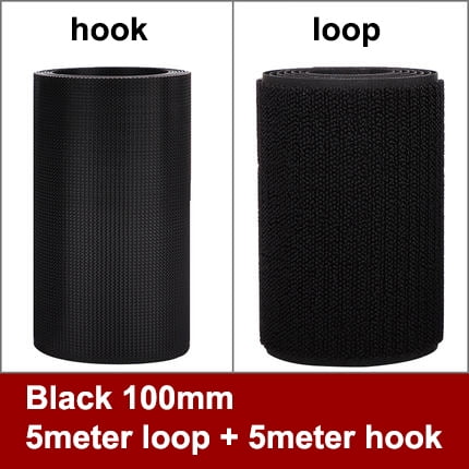 5M/Roll High Quality Strong Adhesive Hook Loop Fastener Tape Strip Nylon Sticker Hook Loop Adhesive for Sewing DIY No Glue black 100mm 5meter 5Meter