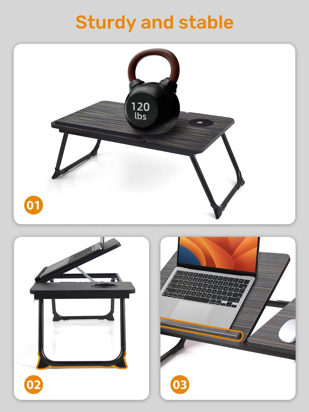 Lap Desk For Couch/sofa/floor  5-angle Adjustable Bed With Foldable &cup Holder Light Weight Tray Table Writing/eating/reading Portable Laptop Stand Adults