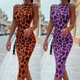 thumbnail image 5 of Women Sleeveless O-Neck Sexy Backless Leopard Print High Waist Midi Pencil Dress, 5 of 17