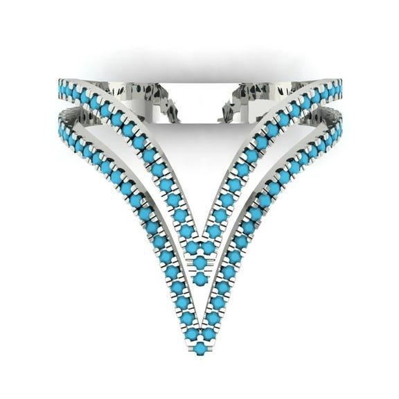 Statement Engagement Ring for Women - 0.525ct Simulated Turquoise in 14K White Gold Promise Ring