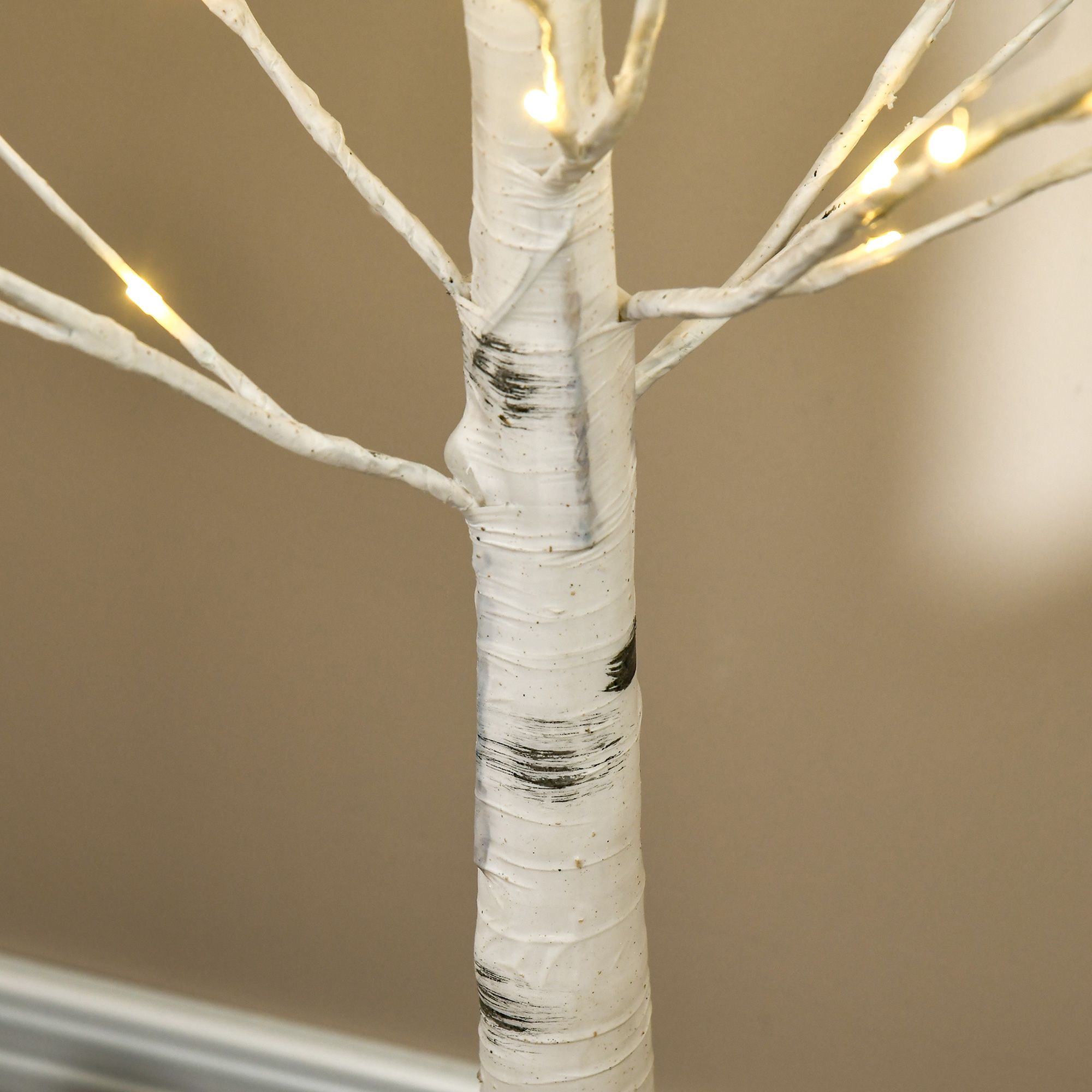 Arbre Lumineux Bouleau Artificiel 60 Cm – 24 LED Blanc Chaud – Minuteur 6h/18h – Alimentation Piles/USB – Décoration Intérieur - 6