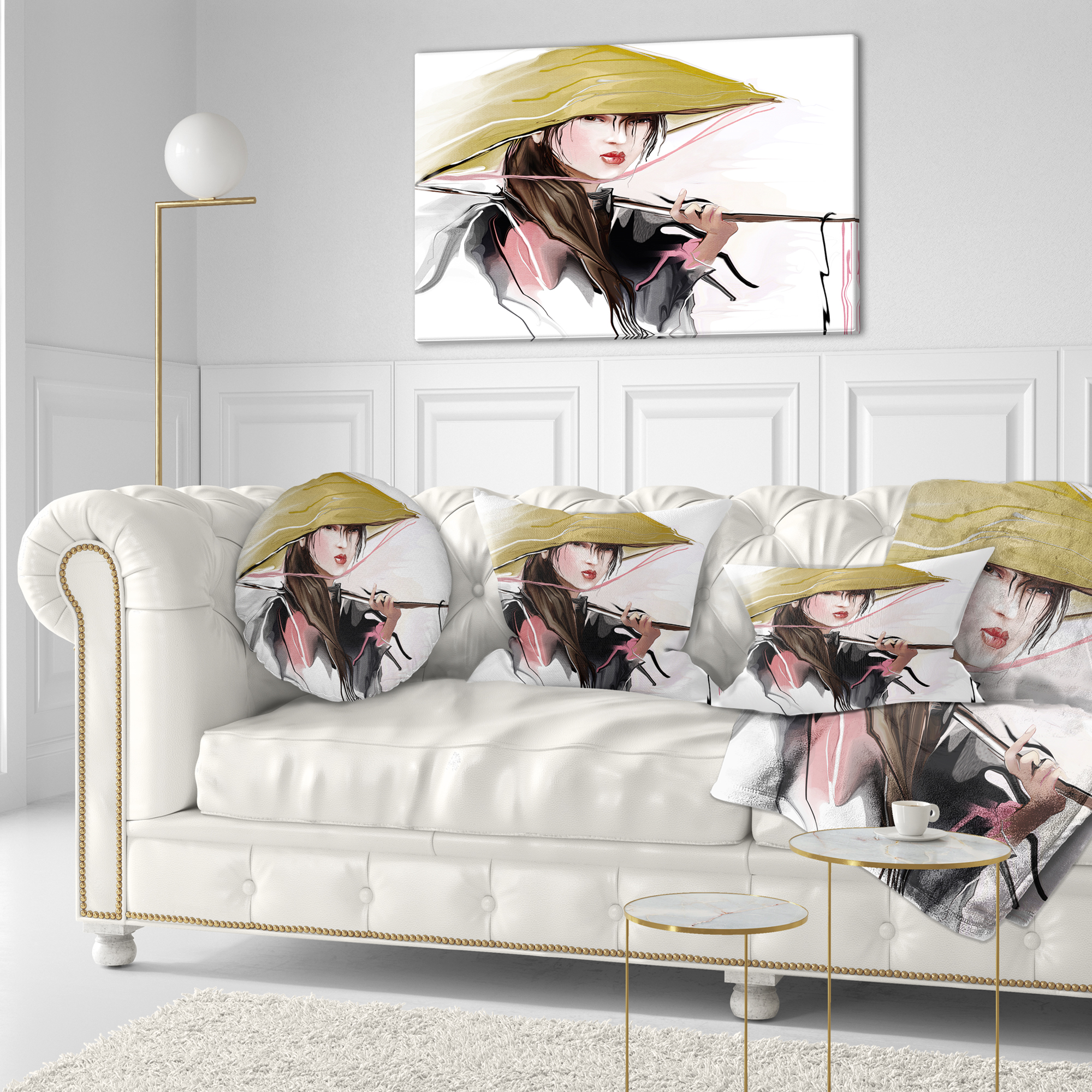 Designart Vietnamese Woman - Digital Art Portrait Throw Pillow - 12x20