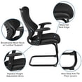 thumbnail image 6 of Emma + Oliver Designer Black Mesh Sled Base Side Reception Guest Chair with Adjustable Arms, 6 of 15
