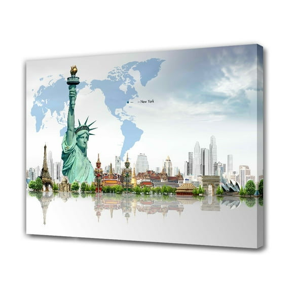 The Statue Of Liberty New York Landmark Buildings Around The World Canvas Poster Bedroom Decor Sports Landscape Office Room Decor Gift,Frame-style,08x12inch(20x30cm)