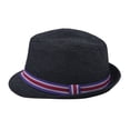 thumbnail image 4 of Premium Jeans Fabric Striped Band Fedora Hat, 4 of 4