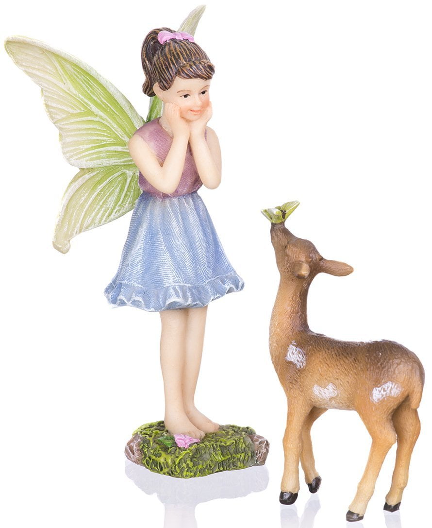 Miniature Hand Painted Figurine Statues with Accessories Set of 5pcs for Your House or Lawn Decor Joykick Fairy Garden Wishing Well Kit