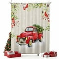thumbnail image 2 of Christmas Trucks Shower Curtain, Xmas Tree Red Bird Snowflakes Winter Waterproof Fabric Shower Curtains with 12 Hooks, Bathroom Curtain Set for Bathroom Accessories Decor, 72 x 84 Inches, 2 of 9