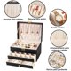 thumbnail image 3 of Organizador de Joyas Caja de Almacenamiento de Cuero con 3 Niveles, Cubo de Organizador con Cerradura, Caja de Joyas para Anillos/Pendientes/Collares/Pulseras/Etc. (Negro), 3 of 7