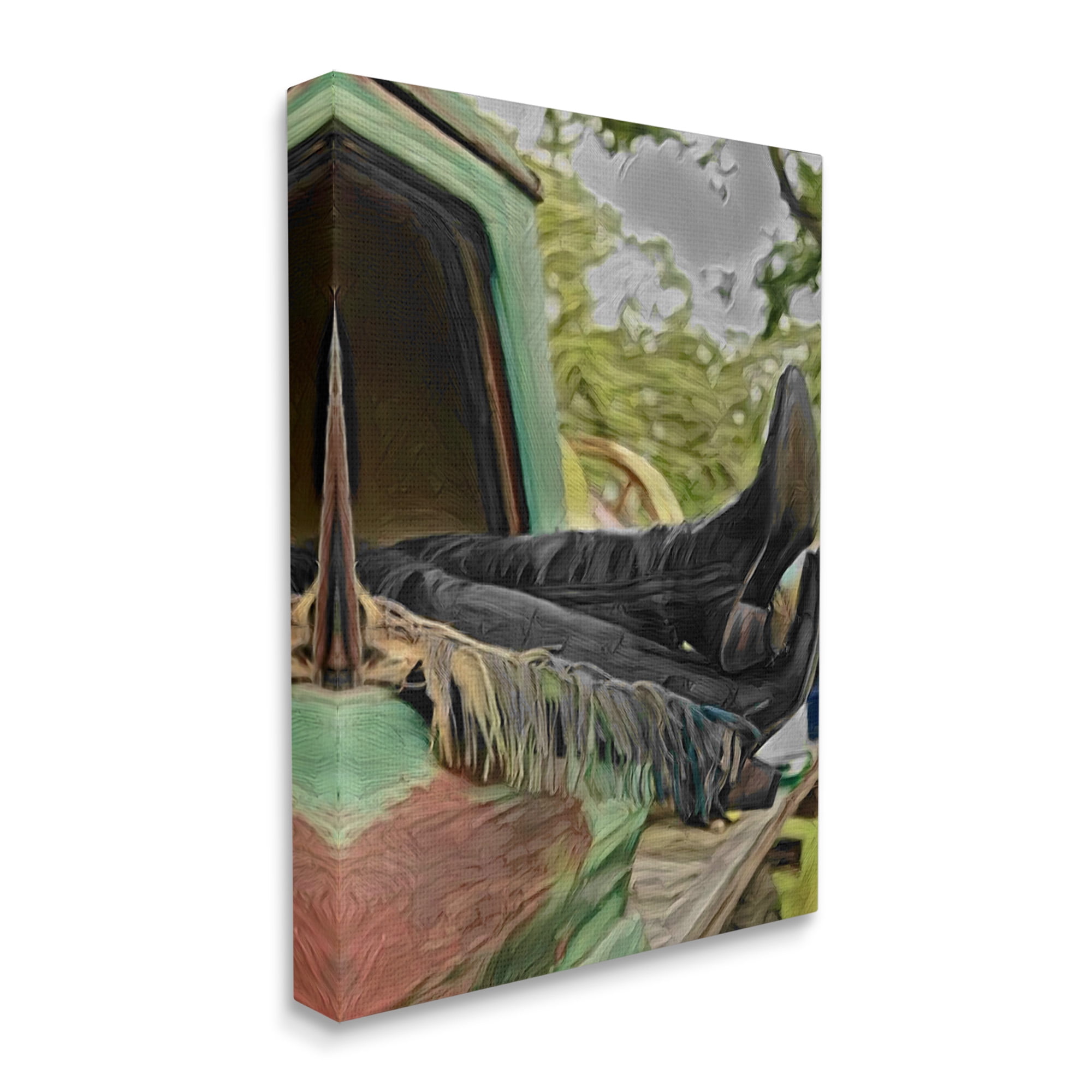 Stupell Industries Relaxing Cowgirl in Nature Transportation Painting Gallery Wrapped Canvas Art Print Wall Art, 30 x 40