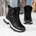 thumbnail image 2 of Womens Winter Boots Fuzzy Lined Thickened Warm Waterproof PU Leather Lace up Snow Booties Nonslip Thick Sole Outdoor Hiking Shoes Black Size 6.5, 2 of 7