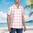 thumbnail image 5 of Xecao Pink Checkboard print Hawaiian shirt - a stylish short-sleeve button-down for men, perfect for casual beach and tropical outings., 5 of 9