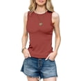 thumbnail image 2 of Mint Plus Pink - Round Neck Sleeveless Tank Top - 6 Sizes, Casual Summer Ribbed Tops in Polyester/Spandex Blend, 2 of 8