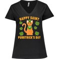 thumbnail image 3 of Inktastic St. Patrick's Day Happy Saint Purrtrick's Day Women's Plus Size V-Neck T-Shirt, 3 of 5